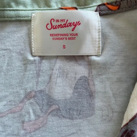 In My Sundays Fancy Fowl Pajama Set Women's Small Duck Sleepwear Green Button Up - Picture 8 of 11